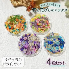 【 ドライフラワー】【送料無料】 レジン 封入素材 封入パーツ 花と花びらのMIX レジンクラフト 花材 天然ドライフラワー アソート 本物 4色セット Ailesエール