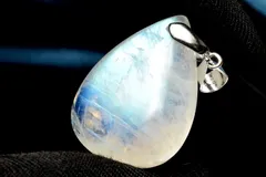 【１点物】AAA☆シルバー925 インド産 ブルームーンストーン　24x18mm　ドロップ ペンダントトップ パワーストーン 天然石 _PC9032