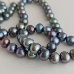 高品質淡水パール　ポテト6~6.5ミリ up 40cm 1連　ダークグレー・グリーン・パープル
