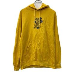 ロゴスウェット パーカー S イエロー フーディー プルオーバー ワンポイント刺繍 アニマル刺繍 スウェット 刺繍ロゴ 秋物 a801-6015