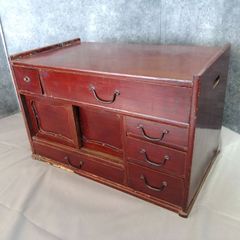 上蓋付き 木製収納箱 引き出し付き 小箪笥 道具箱 昭和レトロ A678