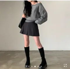 クリームチーズマーケット モア プリーツ キュロット ミニスカート ブラック S