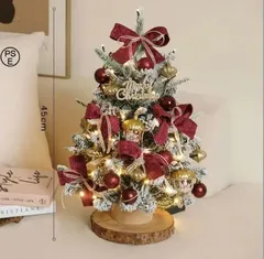 クリスマスツリー オーナメント 45cm 雪松 卓上 北欧 オーナメントセット シンプル LEDライト 自宅 部屋 商店 卓上 装飾品 デコレーション