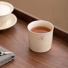 【新品未使用】草の木の灰色のピンクの陶磁器の主人の杯の個人の専用の杯の家庭用のコーラの杯はお茶の杯の暖かい手の杯を飲みます。