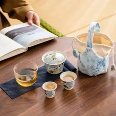 【新品未使用】旅行茶器セット快客杯一壺二杯携帯用工夫茶器陶磁器キャンプ屋外茶器
