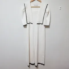 美品 23SS CELFORD セルフォード セーラーカラーニットワンピース 五分袖 ロングドレス CWNO231083 36 ホワイト レディース 古着 中古 USED