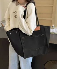 【４色】トートバッグ 大きめ 軽量 無地 A4対応 レディース★スクエアバッグ 2way 肩掛け 手提げ 