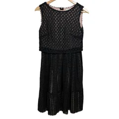 美品 EPOCA エポカ ノースリーブ ひざ丈 オールレース ドレス ワンピース 40 ブラック レディース 古着 中古 USED