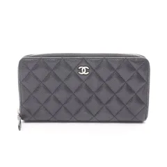 シャネル CHANEL ラウンド長財布 クラシック ロング ジップ ウォレット マトラッセ ブラック レザー カーフ（牛革） マトラッセ ラウンド長財布 レディース
