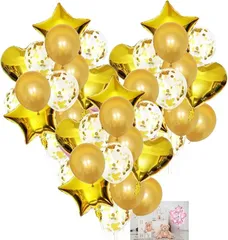 HAPPY SUGAR ハート バルーン アルミ パーティー 飾り 赤 飾り付け 風船 キラキラ 4種 誕生日 記念日 お祝い クリスマス 装飾 (ゴールド_3セット)