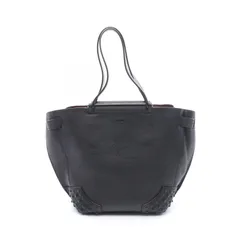 トッズ TOD'S トートバッグ ウェーブ ブラック レザー ウェーブ スタッズ トート レディース Used A
