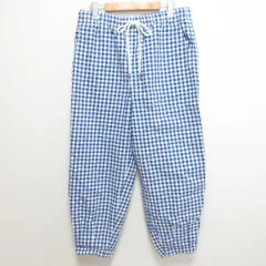 未使用 POLO RALPH LAUREN ポロラルフローレン ギンガムチェック シアサッカー イージーパンツ サイズM ブルー  レディース 古着 中古 USED