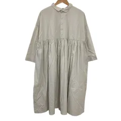 良品 nest Robe ネストローブ コットンギャザーロングワンピース サイズF ライトグレー レディース 古着 中古 USED