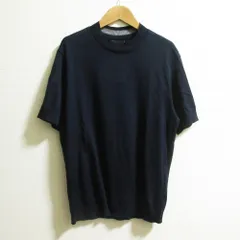 美品 24SS EMPORIO ARMANI エンポリオアルマーニ クルーネック 半袖 ニット セーター サイズS ネイビー メンズ 古着 中古 USED