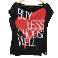 美品 Vivienne Westwood ANGLOMANIA ヴィヴィアンウエストウッドアングロマニア ハートプリント Tシャツ カットソー OS ブラック レディース 古着 中古 USED
