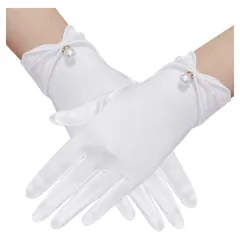 [ヒカリカ] ウェディンググローブ ウェディンググローブ サテン 手袋 レディース 結婚式 花嫁 UVカット手袋 日焼け止め 紫外線対策 披露宴 (ホワイト) [ホワイト]