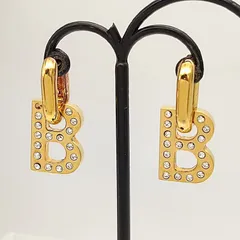 【美品】BALENCIAGA　バレンシアガ　Bチェーン XS　ゴールドピアス　クリアストーンのサムネイル