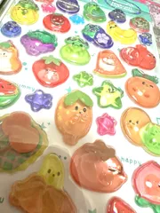【ベジタブル】nekoninシリーズ ぷくぷくシール ボンボンドロップシール うるちゅるシール おはじきシール おしりシール 肉球シール キラキラ 宝石  立体シール 3Dシール