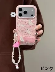 ピンク花柄ネコ iPhone17 Pro / 16 / 15 / 14 対応 レザー調スマホケース