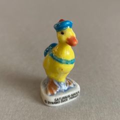 ベレー帽のサチュルナンのフェーブ／あひる／フランス雑貨／陶器ミニチュア／ブロカント／ヴィンテージ／蚤の市／幸運の小さな陶器
