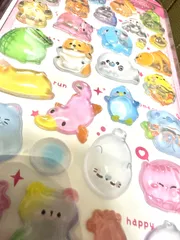 【アニマル】nekoninシリーズ ぷくぷくシール ボンボンドロップシール うるちゅるシール おはじきシール おしりシール 肉球シール キラキラ 宝石  立体シール 3Dシール