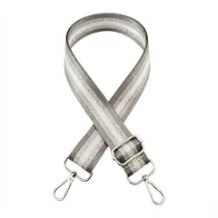 [ａｄｚｕ] ショルダーストラップ ショルダーベルト バッグ用 付け替え 太め 調節可能 肩掛け 2WAY レディース バッグ 紐 ストライプ A (ストライプ グレー × シルバー) [ストライプ グレー × シルバー]