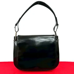 極 美品 希少品 GUCCI グッチ ロゴ パテント レザー 本革 セミ ショルダーバッグ ハンドバック ワン ショルダーバッグ ブラック 黒 16767