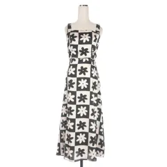 リサセイズガー lisa says gah 花柄 キャミワンピース ドレス ノースリーブ S ホワイト/ブラック