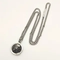 【美品】DIESEL　ディーゼル　シルバーネックレス　サークルデザイン　ブレイブマン　ラウンド