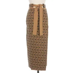 タン TAN 19AW ウール 幾何学模様 リボン ニットスカート F ベージュ/ブラック TN19AW039