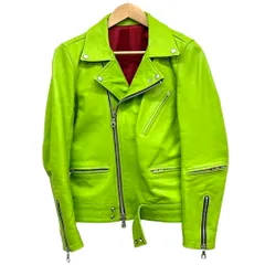 NO ID.　牛革　レザーライダースジャケット　革ジャン　グリーン