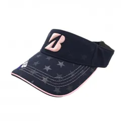 【超美品】ブリヂストンTOURB サンバイザー ネイビー 星地模様 ロゴピンク   ゴルフウェア Bridgestone