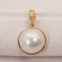 タサキ K18 パール×ダイヤ マベパール ネックレストップ/25-2030