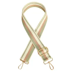 [ａｄｚｕ] ショルダーストラップ バッグ用 太め 幅広 調節可能 ショルダーベルト 肩掛け 斜め掛け 付け替え レディース ストライプ B (ミントグリーン × モカベージュ) [ミントグリーン × モカベージュ]