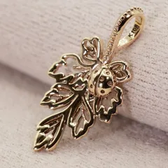 K10 アガット 透かし K10 リーフ チャーム ペンダントトップ/25-1394
