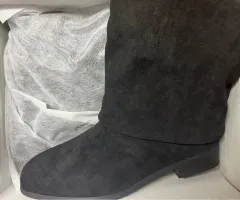 新品) ブラック スウェード 2タイプ ロング/ミドル ブーツ