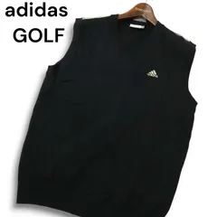 adidas GOLF アディダス ゴルフ 秋冬 スリーライン ロゴ刺繍★ Vネック ニット ベスト Sz.M メンズ 黒