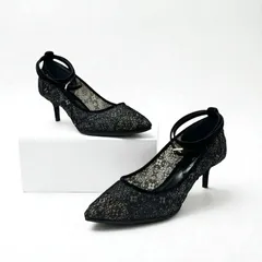 ルイヴィトン LOUIS VUITTON パンプス 靴 シューズ レース スエード ブラック 黒 モノグラム ロゴ アンクルストラップ