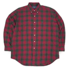 ポロラルフローレン POLO RALPH LAUREN 90s 90年代 BLAKE ボタンダウンシャツ 長袖 BD ブレイク ポニー 刺繍 PRL USA ヴィンテージ アメリカ 古着 メンズ レッド系 チェック柄 L【中古】
