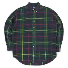 ポロラルフローレン POLO RALPH LAUREN 90s 90年代 BLAKE フランネル ボタンダウンシャツ BD ブレイク PRL USA ヴィンテージ アメリカ 古着 メンズ シャツ ブラック系 チェック柄 L【中古】