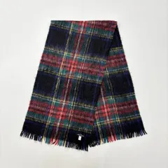 良品 tricot COMME des GARCONS トリコ コム デ ギャルソン モヘヤ ウール タータンチェック マフラー 英国製 46cm x 177cm 位 801-0070