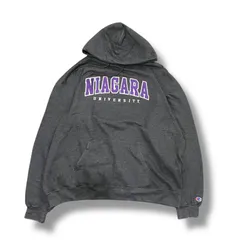ビンテージ ★パーカー★Champion  ★used ★古着 ★Vintage ★アメカジ ★グレー ★オールド ★カレッジ ★ストリート ★スケーター  ★フーディ ★ダークグレー ★チャコール ★チャンピオン ★NIAGARA UNIVERSITY