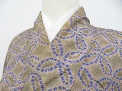 【一輝堂】小紋 絞り 七宝 正絹 着物 身丈約156cm 裄丈約62cm 26z01-204