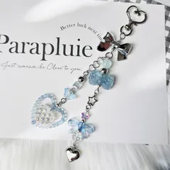 ビーズストラップ　y2k クリアブルー　水色