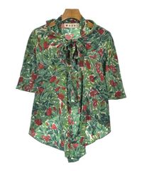 イタリア製 old MARNI リボン装飾 花柄シルク ノースリーブ ブラウス 