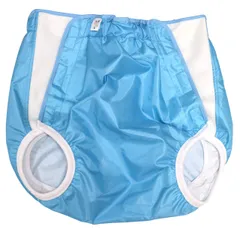 新品 おむつカバー 大人用 日本製 抗菌防臭加工 マジックテープ式 [ゴミ箱用消臭剤付 ブルー] (S)