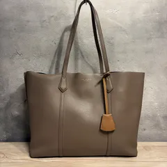 TORY BURCH トリーバーチ レザー トートバッグ グレージュ A4収納可 持ち手スレあり