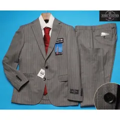 新品8.6万円 大手百貨店扱い 春夏『ジョンフォスター 英国製生地』 軽量ウール100% ストライプ スーツAB4灰(G) 1501091