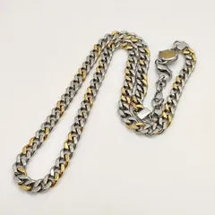 【美品】DIESEL　ディーゼル　ロゴモチーフ ツートーンチェーンネックレス　シルバー　ゴールド