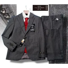 新品10.8万円 大手百貨店扱い 秋冬『CERRUTI チェルッティ 伊製生地』ウール ライトフランネル ストライプ スーツAB6灰(H) 1010291